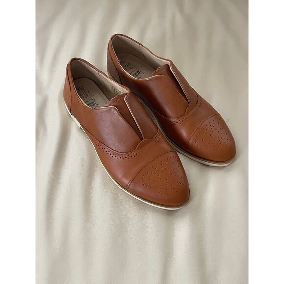 Women's Leather Brown Dress Shoes 9.5 Time & True Memory Foam - Picture 3 of 10